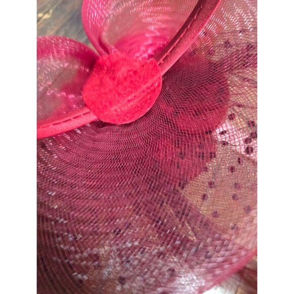 Vintage Red Flower Feather Fascinator Headband Hat Cocktail Cap - Picture 11 of 11